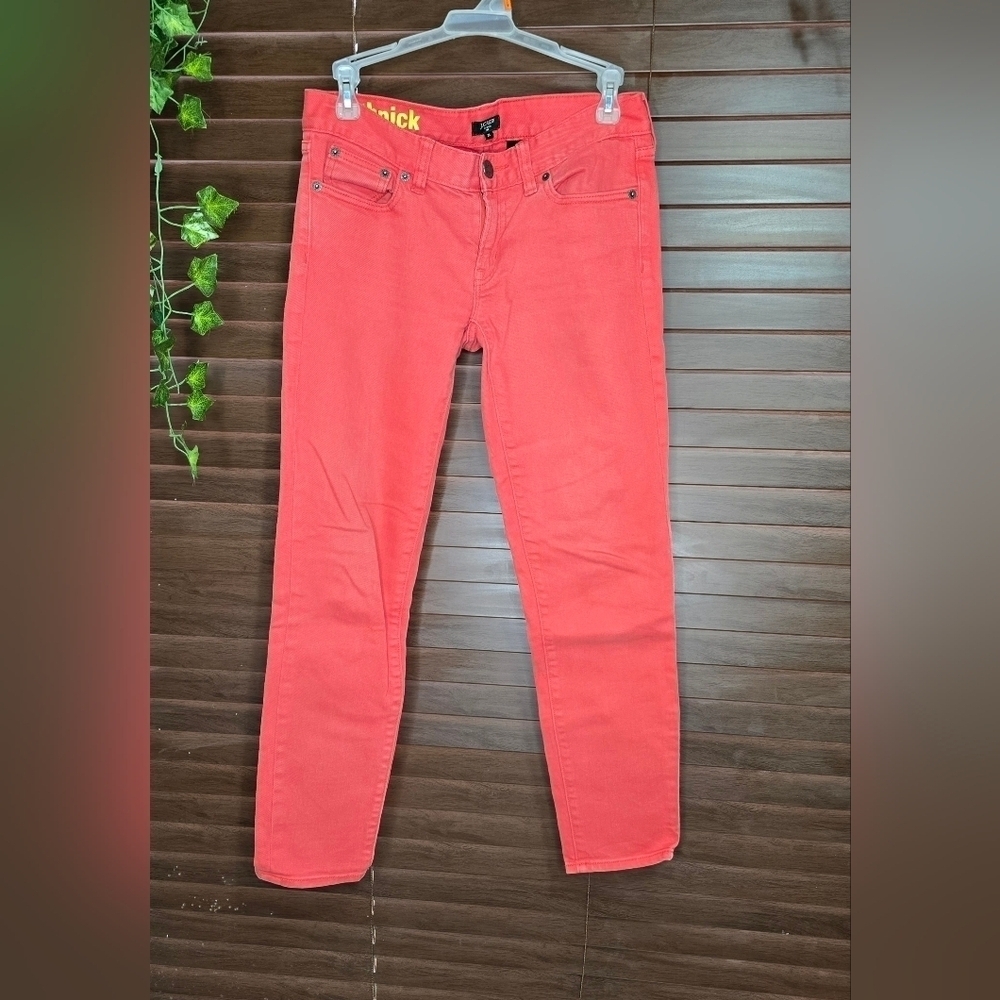 J.Crew Coral Denim Stretch Toothpick Low Rise Women's Jeans Size 25